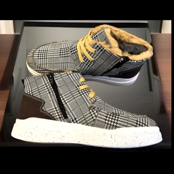 Plaid Black Yellow Fur Boot Zip-Up & Lace Romika Helsinki 02 Sz40 8-8.5 Sneakers - Picture 9 of 16